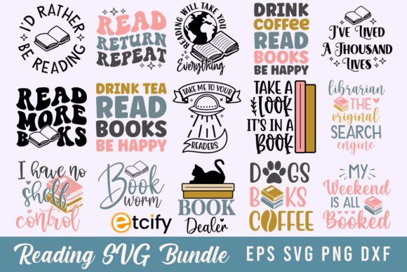 Download Reading SVG Bundle, Book Lovers Quotes - Svg Collection
