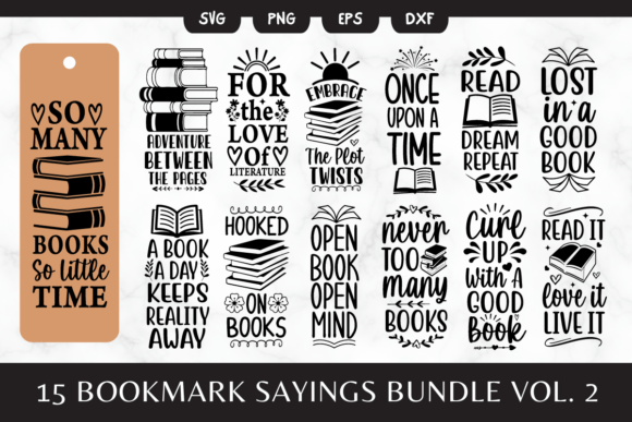 Download 15 Bookmark SVG | Book Lovers Sayings 2 - Svg Collection