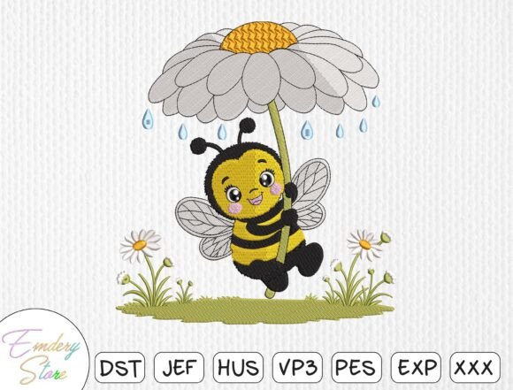 Download Bee with Daisy Embroidery Design - Design Collection