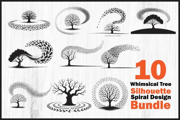 Download Whimsical Tree Silhouette Spiral Design - Design Collection