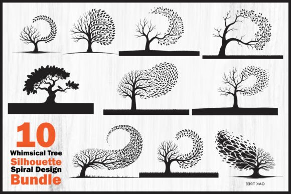 Download Whimsical Tree Silhouette Spiral Design - Design Collection