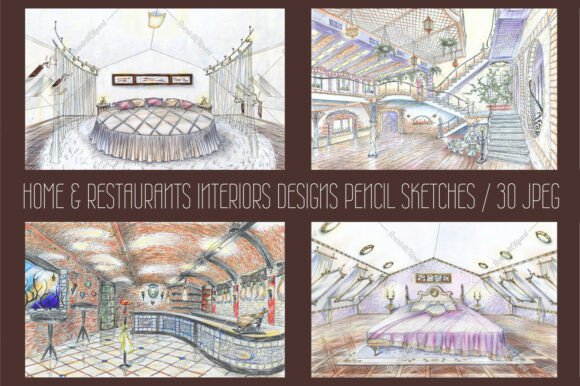 Download Interior Design Handmade Pencil Sketches - Design Collection