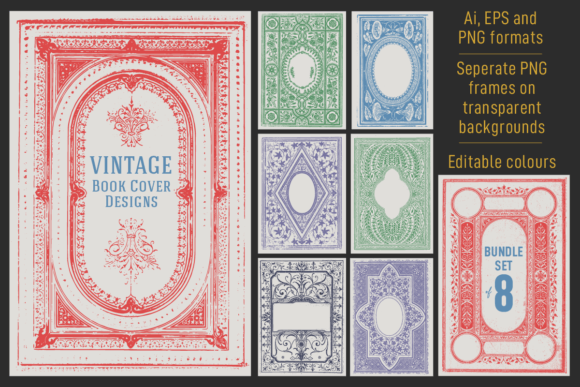 Download Vintage Book Cover Designs. Set of 8. - Design Collection