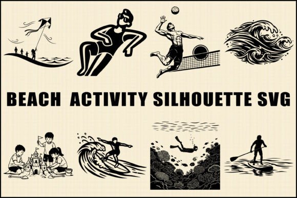 Download Beach Activity Silhouette SVG Bundle - Svg Collection