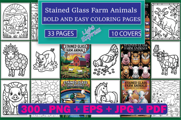 Download Stained Glass Farm Animals Coloring Book - Premium Resources