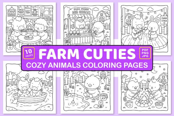 Download Farm Cuties Cozy Animals Coloring Pages - Premium Resources