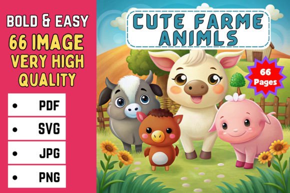 Download Cute Farme Animls Coloring Book Page SVG - Svg Collection